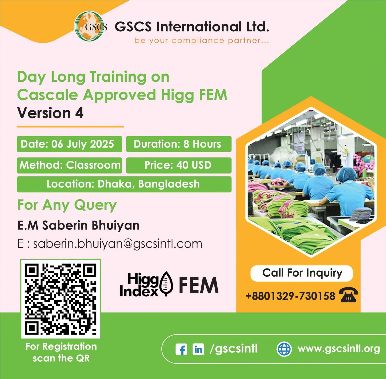 Day Long Training on Cascale Approved Higg FEM