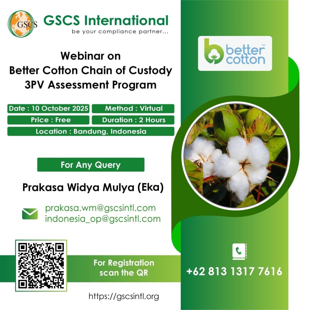 Webinar on Better Cotton Chain of Custody 3PV Assessment Program