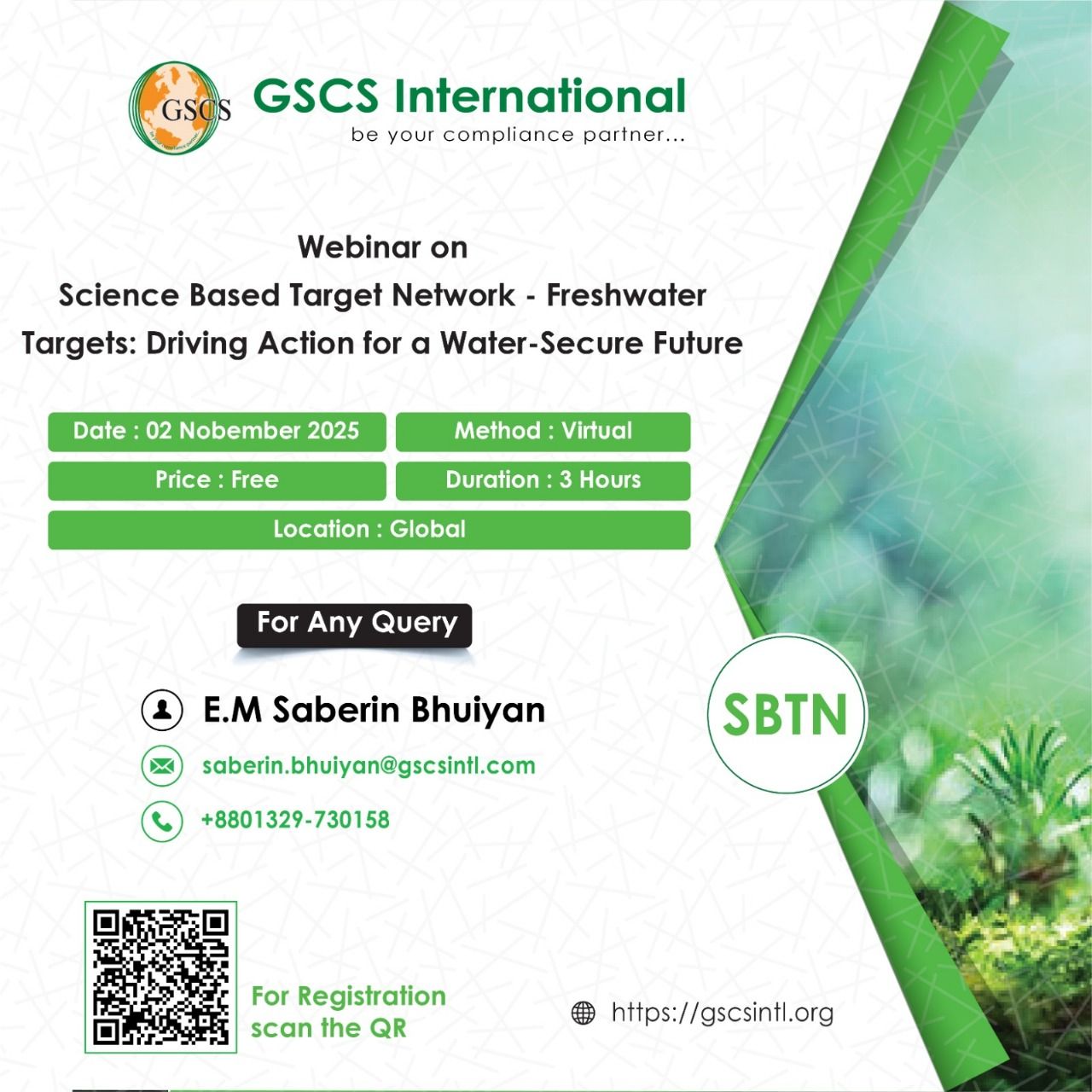 Webinar on Science Based Target Network - Freshwater Targets: Driving Action for a Water-Secure Future”