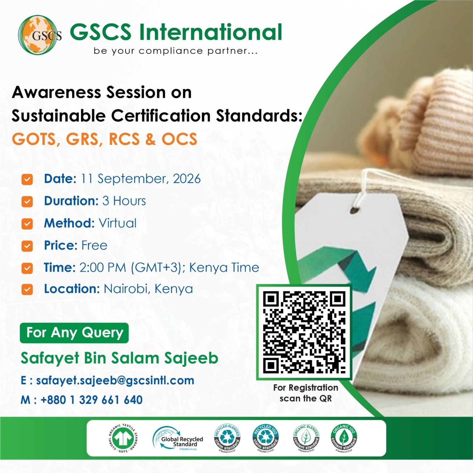 Awareness Session on Sustainable Certification Standards: GOTS, GRS, RCS & OCS