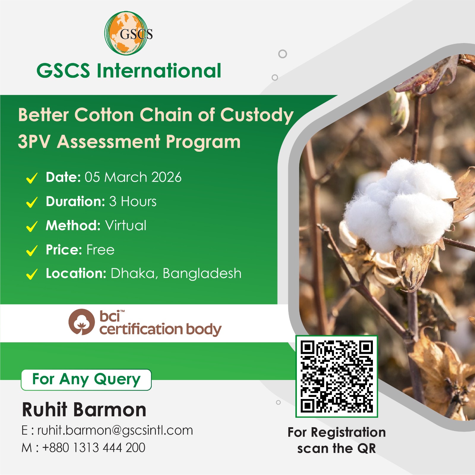 Better Cotton Chain of Custody 3PV Assessment Program
