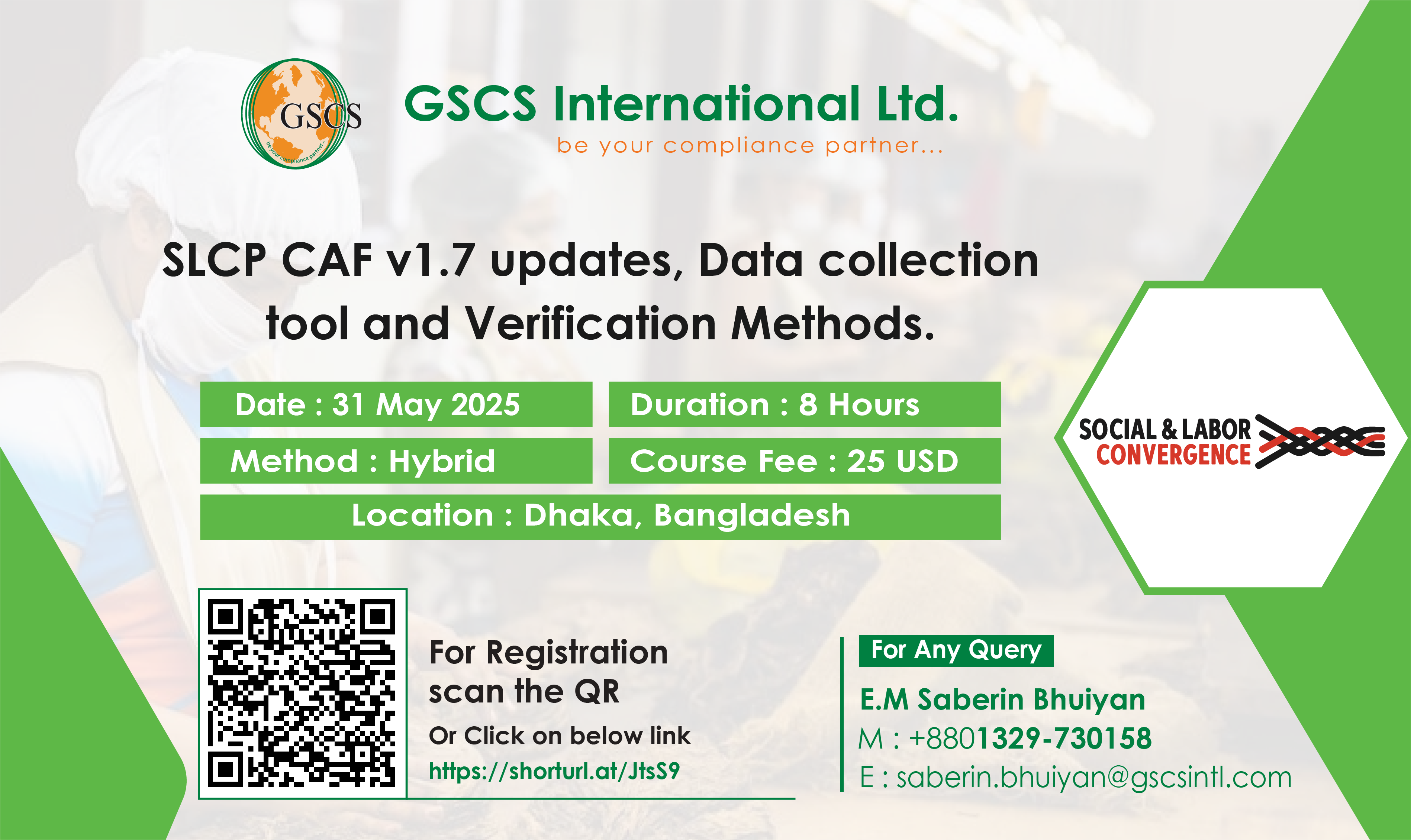 Training on SLCP CAF v1.7 updates, Data collection tool and Verification Methods